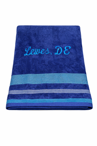 Lewes Delaware Embroidered Velour Beach Towels