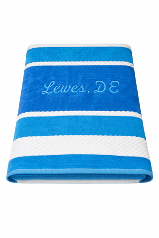 Lewes Delaware Embroidered Multicolor Striped Velour Beach Towels