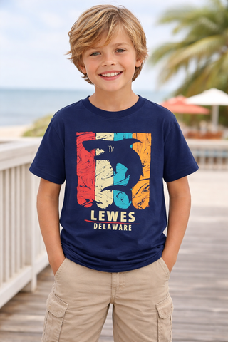 Groovy Stripes Shark Lewes Youth Tee
