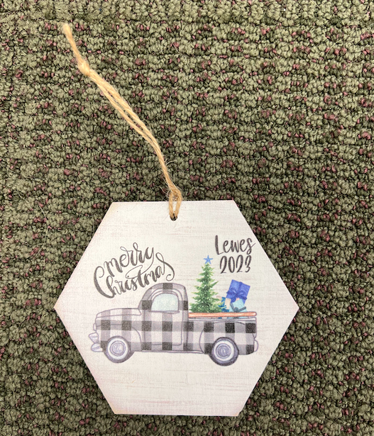 LEWES GINGHAM CHRISTMAS TRUCK ORNAMENT