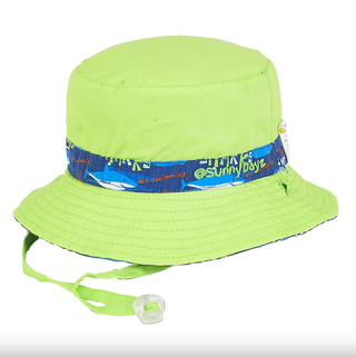 Children's Green and Blue Shark Poly Bucket Hat