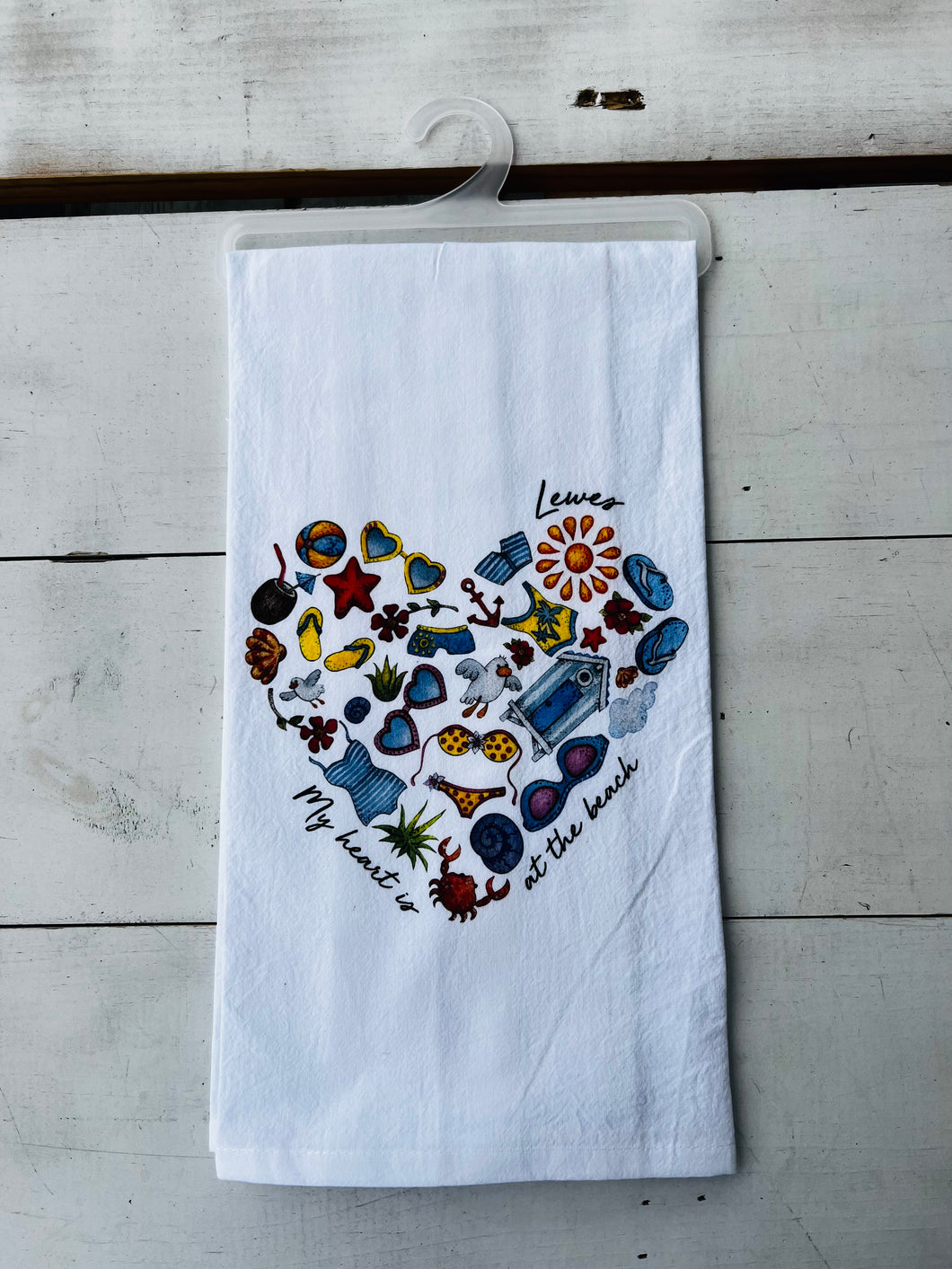 HEART MY HEART IS AT THE BEACH TOWEL LEWES