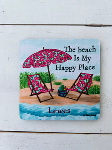 BEACH MY HAPPY PLACE COASTER LEWES