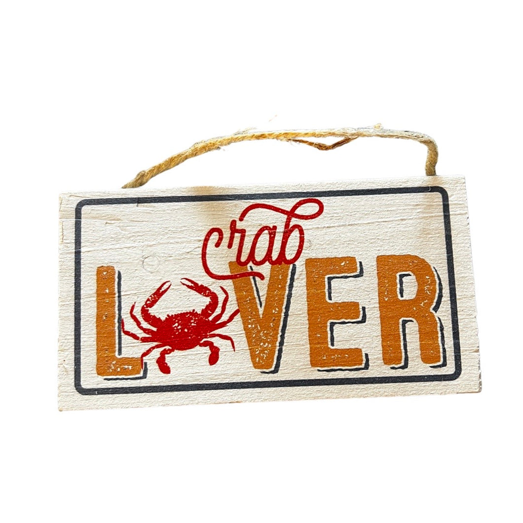 CRAB LOVER WOODEN HANGING SIGN