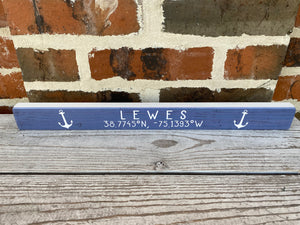 WOODEN SIGN - LEWES BLUE ANCHOR COORDINATES