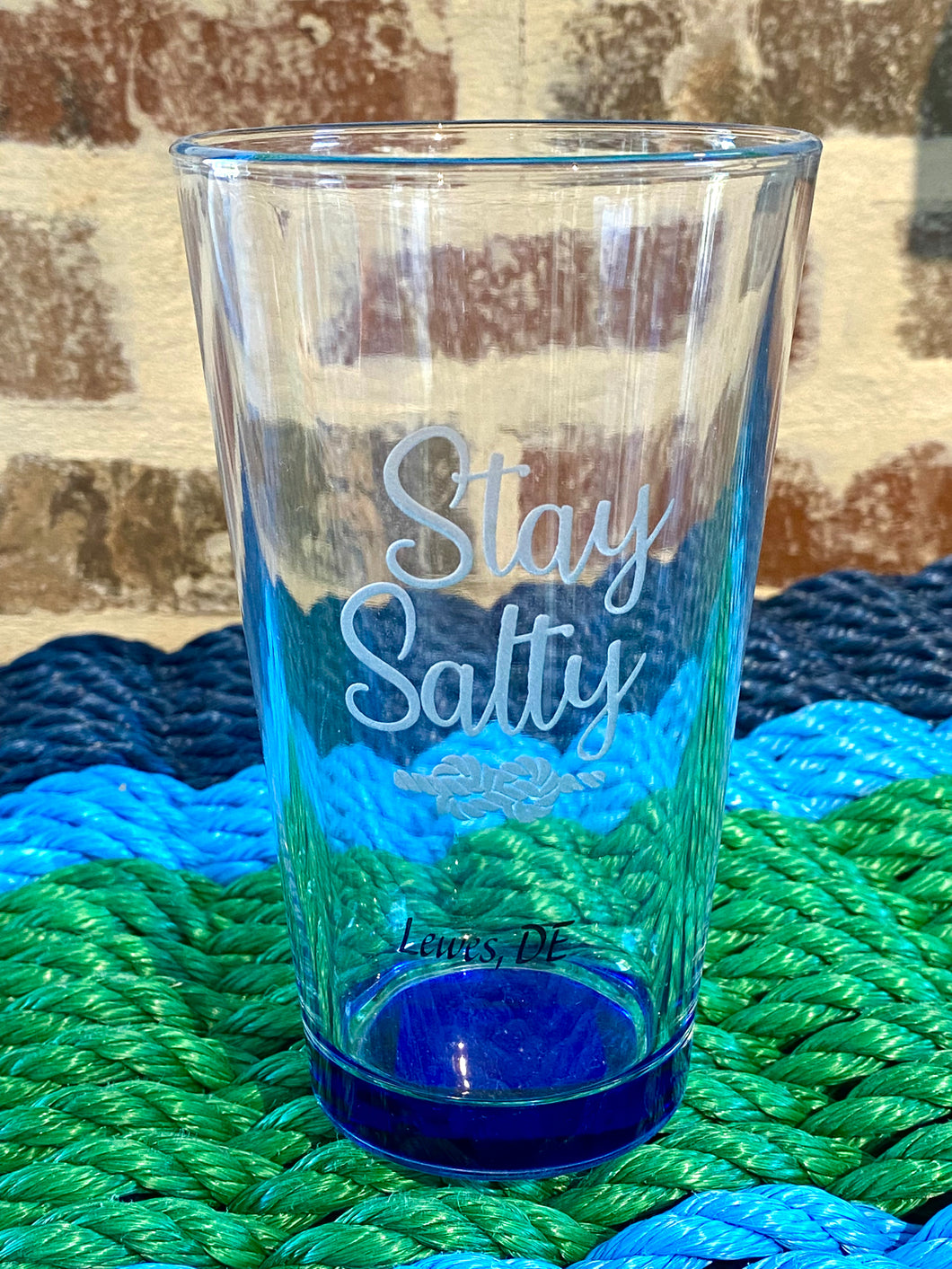 ETCHED STAY SALTY PINT GLASS