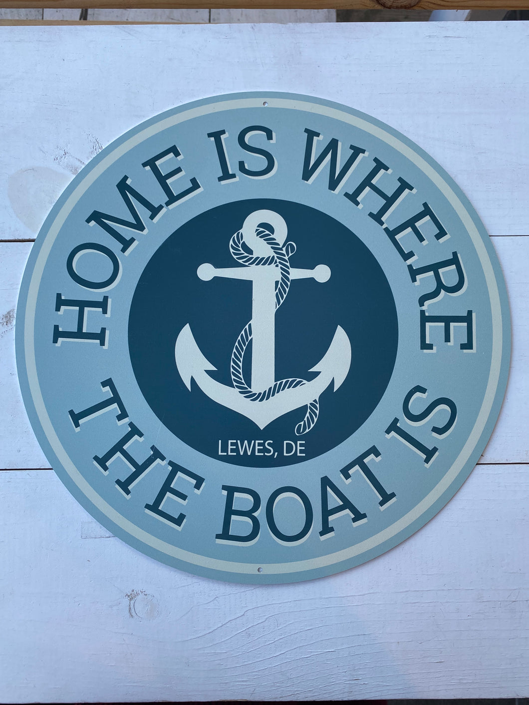 HOME IS WHERE THE BOAT IS METAL SIGN
