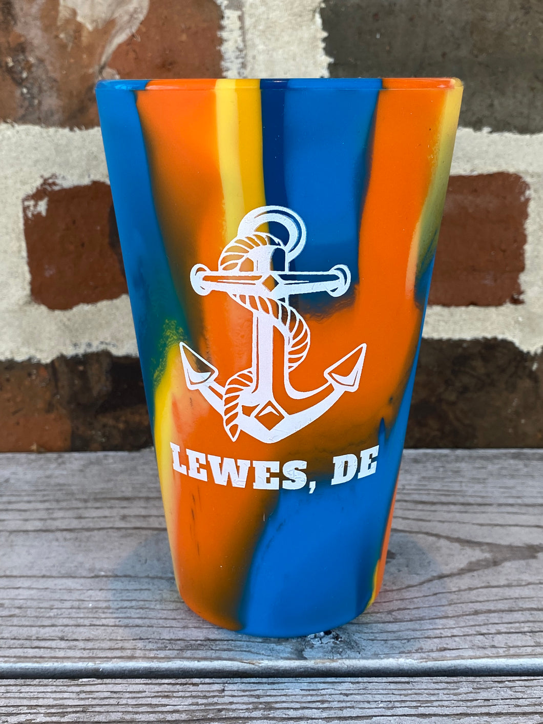 SILICONE PINT GLASS BLUE AND ORANGE