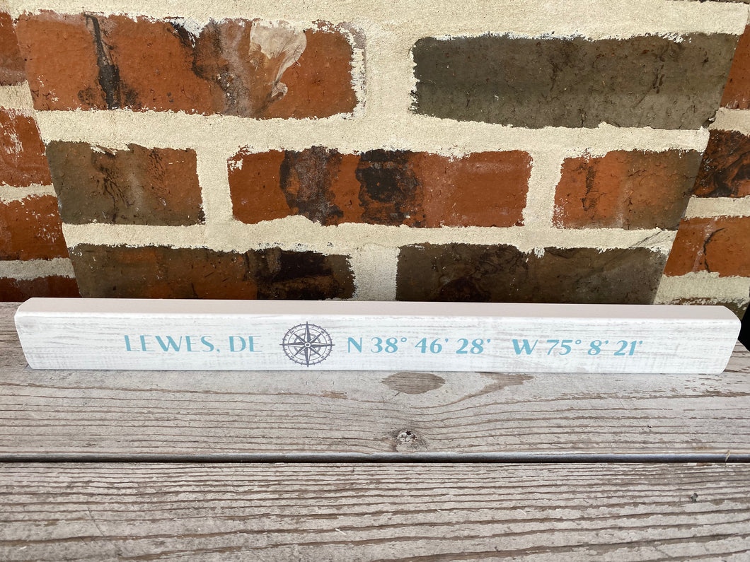 WOODEN SIGN - LEWES COORDINATES