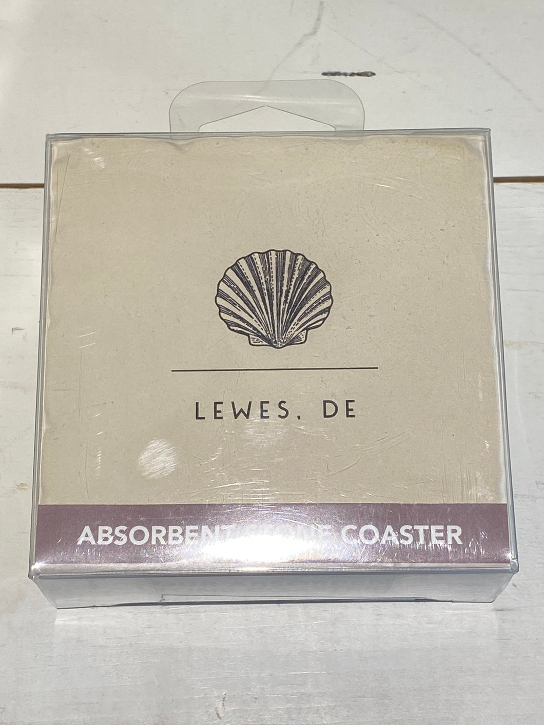 LEWES, DE SHELL STONE COASTERS, 4 PACK